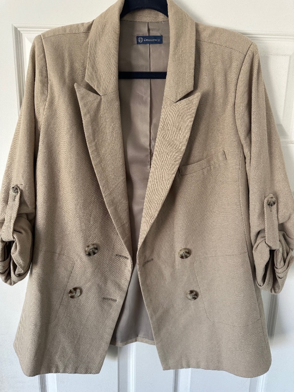 Democracy Double -breasted Cuffed SleeveTaylored Blazer